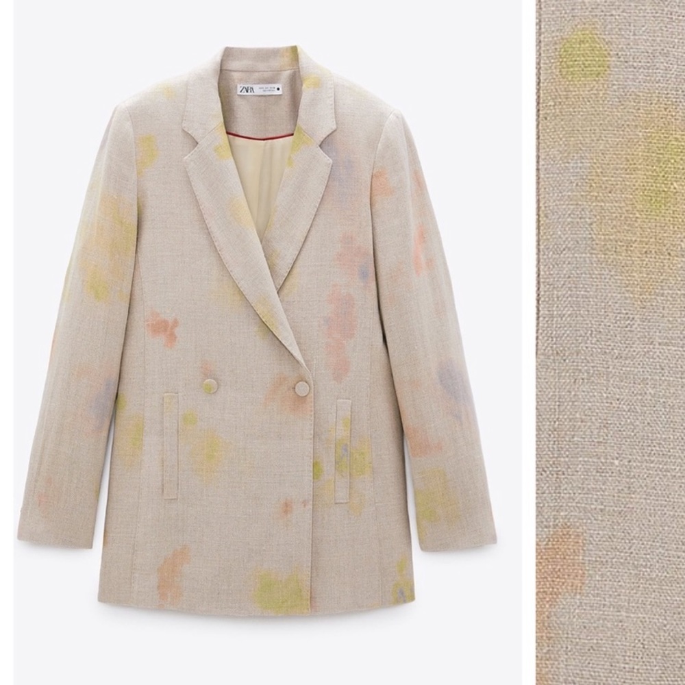 In Search of! Zara tie dye watercolor line blazer cfda vogue size small or med